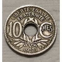 Франция 10 сантимов, 1921 Отверстие в центре (2-11-151)