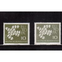 Германия(ФРГ)-1961,(Мих.367 х+у), **, ЕВРОПА, обычная +флуористентная бум.