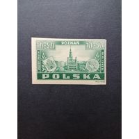 Польша 1945 Марка "Конгресс почтовых служащих Польши в Познани (Posen)" (чистая*, след от наклейки) Mi.403U каталог 50.00 евро