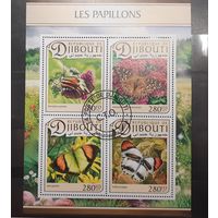 Джибути. 2017 год. Фауна. Бабочки. Блок (4 марки) (193)