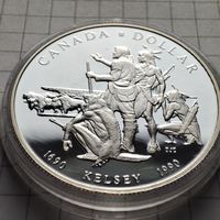 1 доллар Канады 1990 года .Серебро. 300-летие путешествия Келси. Пруф.