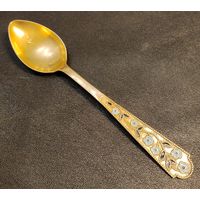 Ложка чайная. Серебро 875. Вес 24 грамма. Позолота.