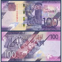 Кения, 100 шиллингов 2024 г., P-W53 (DC, статуя отца нации Джомо Кениата в Найроби), UNC