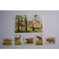 Фауна Беларуси. 5м. + блок. 1996