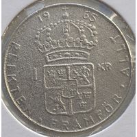 Швеция 1 крона 1965 г. В холдере