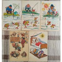 Охота,рыбалка. 5 шт. Худ. А.Орлов. А.Шварц. 1968 г.