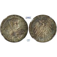 5 марок 1908 г. А. Саксен-Веймар-Эйзенах. Германия. NGC MS 65. 350 лет Йенскому университету. Серебро. КМ# 220
