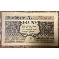 Нотгельд 25 пфеннигов 1921 год. Бад-Зюдерод. Веймарская республика