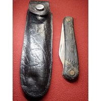 С рубля без мц. складной ножик в  чехле. 9х2.5см.