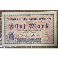 Банкнота 5 марок 1918 год. Ален. Веймарская республика.