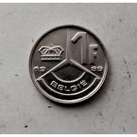 1 франк 1989 года Бельгия (надпись на голландском "BELGIЁ"). Король Бодуэн 1(1948-1993).