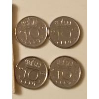Нидерланды. 10 центов, 1968,1972,1976,1980