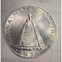 5 шиллингов 1934 Мадонна ярчайшее серебро Австрии