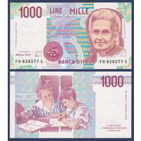 Италия, 1000 лир 1990 г., P-114c (врач Мария Монтессори), UNC