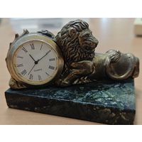 Часы-лев. Настольные. Бронза, камень.