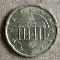 Германия 20 евроцентов 2020 г. отметка мд "G" - Карлсруэ , KM# 255