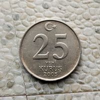 25 новых курушей 2005 года Турция. Турецкая республика.