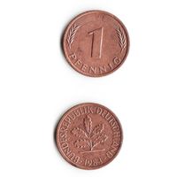 1 пфенниг Германия 1983 года(J)