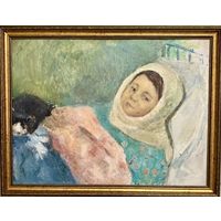 Волков А.В "Девочка", 1961г. К/М.р. 48х36 см.