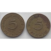 Германия 5 пфеннигов 1971 г. J. Цена за 1 шт.