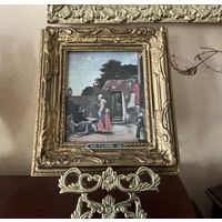 Репродукция по картине Питер де Хох 1629-1683 гг в золотой раме