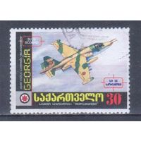 [884] Грузия 2002. Авиация.Самолет Су-25. Гашеная марка.