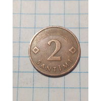 2 сантима Латвия 1992 год