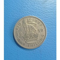 Великобритания 1 шиллинг 1950 год английский лев на короне король Георг VI без IND: IMP: