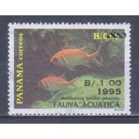 [1182] Панама 1995. Фауна.Рыбы. НАДПЕЧАТКА. Концовка серии.Гашеная марка.