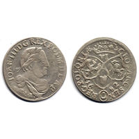 6 грошей (шостак) 1682 TLB, Ян III Собесский, Быдгощ. Ав: бюст в лавровом венке и античной тоге, Рв - герб Лелива, фигурные щиты. Коллекционное состояние
