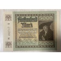 Банкнота 5000 марок 1922 год. Веймарская республика. С рубля без МЦ