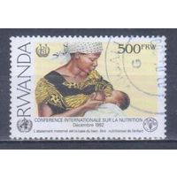 [841] Руанда 1992. Дети.Мать с ребенком. Высокий номинал.Концовка серии. Гашеная марка. Кат.гаш.20 е.