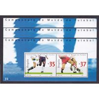 2002 Ангола 1666-1667/B100x3 Чемпионат мира по футболу FIFA 2002 в Японии и Корее 30,00 евро