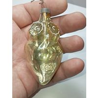 Ёлочная игрушка  - Сова . СССР  . Стекло .