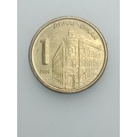 Сербия 1 динар  2006 года .