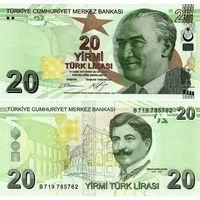 Турция 20 лир (образца 2009 года) 2022 год UNC