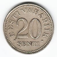 Эстония 20 сентов 1935 г. Ni-Lt _состояние XF/aUNC