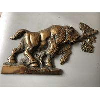 Зубр латунный БССР 2,2 кг. настенное панно СССР