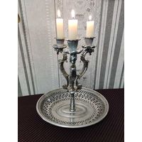 Винтажный канделябр-конфетница "Драконы" на 3 свечи.