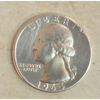 С рубля без мц! 25 центов 1964 США серебро