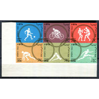 Королевство Ливия - 1964г. - Летние Олимпийские игры - полная серия, MNH с потрескавшимся клеем [Mi 160 В - 165 В] - 6 марок - сцепка