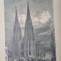 Энциклопедическая гравюра. Кельнский собор. 19 нач.20век. 22х15см.