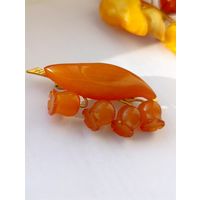 Брошь Ландыши.Янтарь