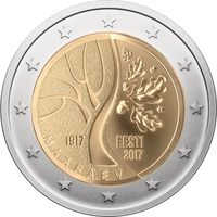2 евро Эстония 2017  Путь к независимости UNC из ролла
