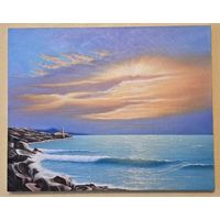 Картина маслом "Закат на море", 40х50 см