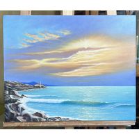 Картина маслом "Закат на море", 40х50 см