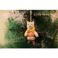 Ёлочная игрушка папье-маше, "Кошка модница".