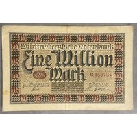 Банкнота 1 миллион марок 1923 год. Штутгарт. Веймарская республика.