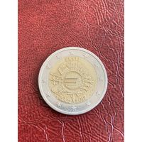 Эстония 2 евро 2012 10 лет евро