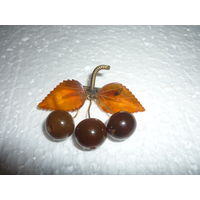 Редкая Янтарная Брошь СССР Вишни Без МЦ!